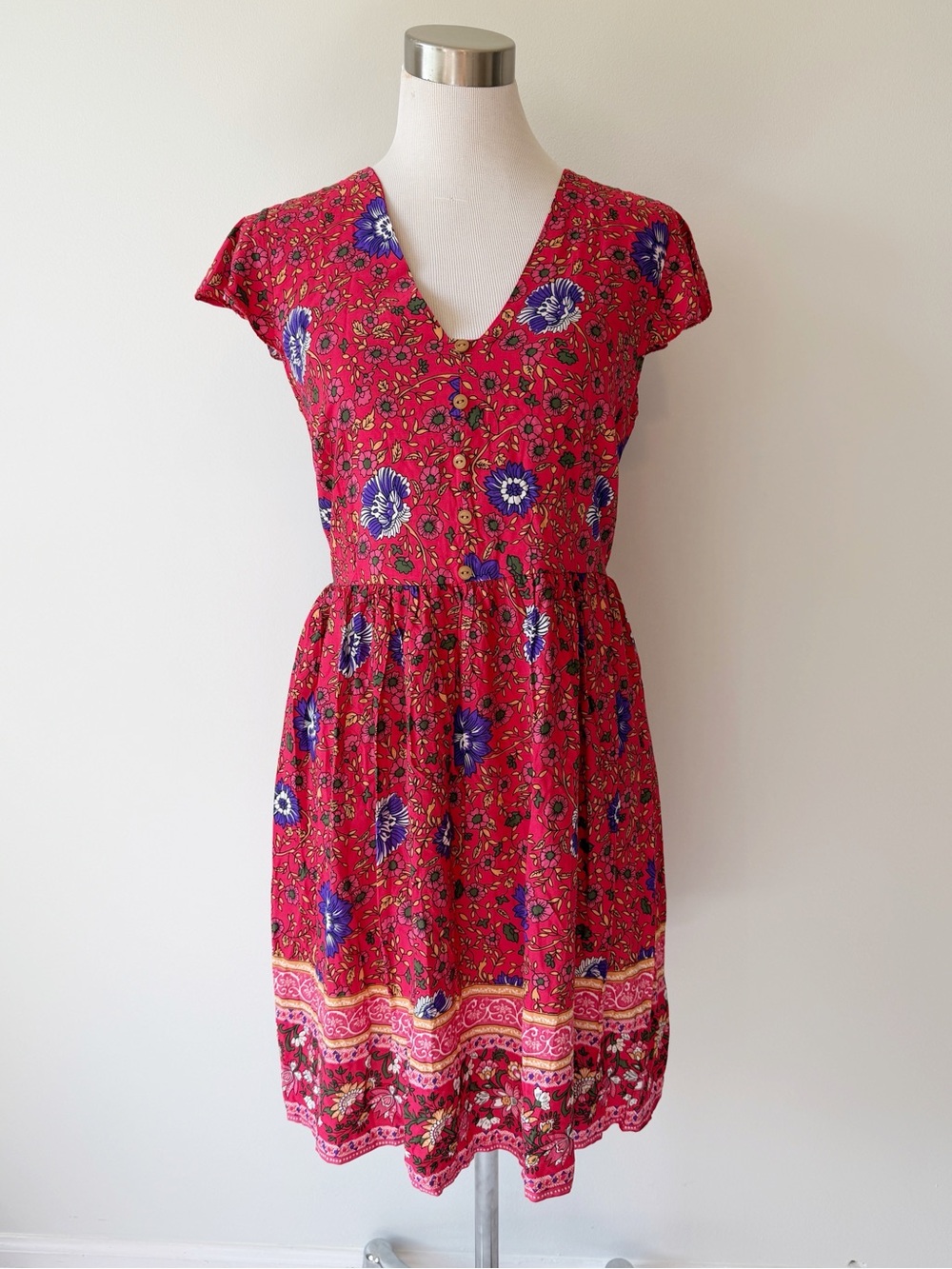 Kirundo Amazon NWT Red Floral Paisley Dress, size Small, Cottagecore Feminine
